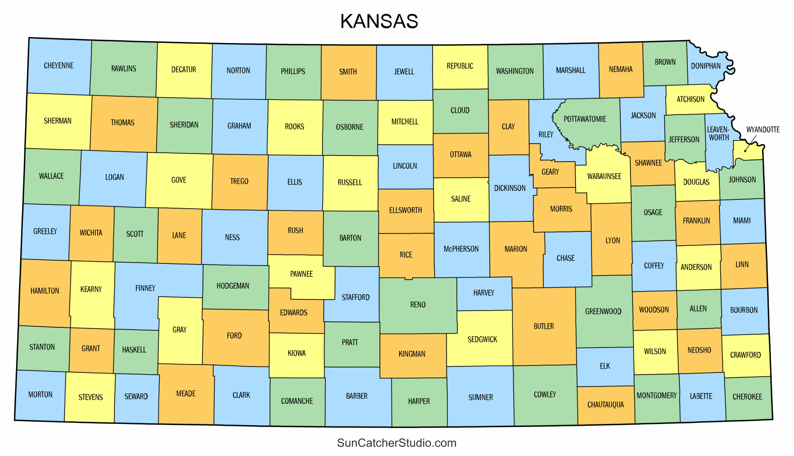 Kansas County Map Printable State Map With County Lines Free Printables Monograms Design Tools Patterns DIY Projects