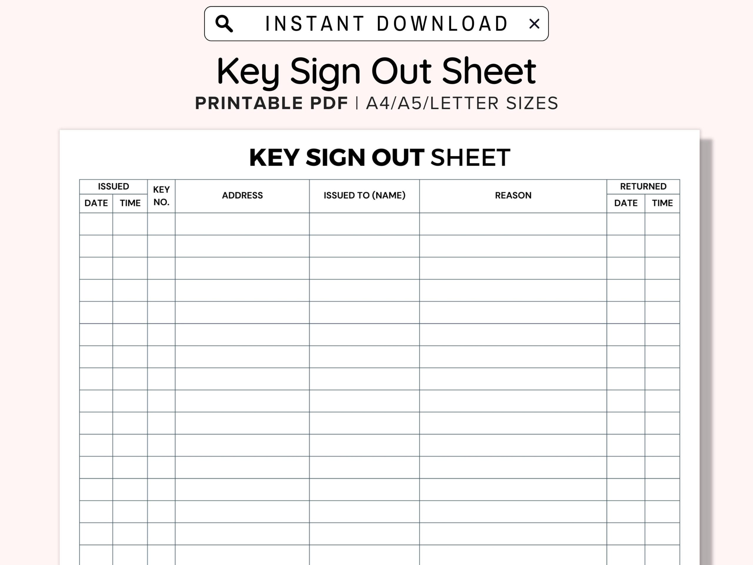 key template printable