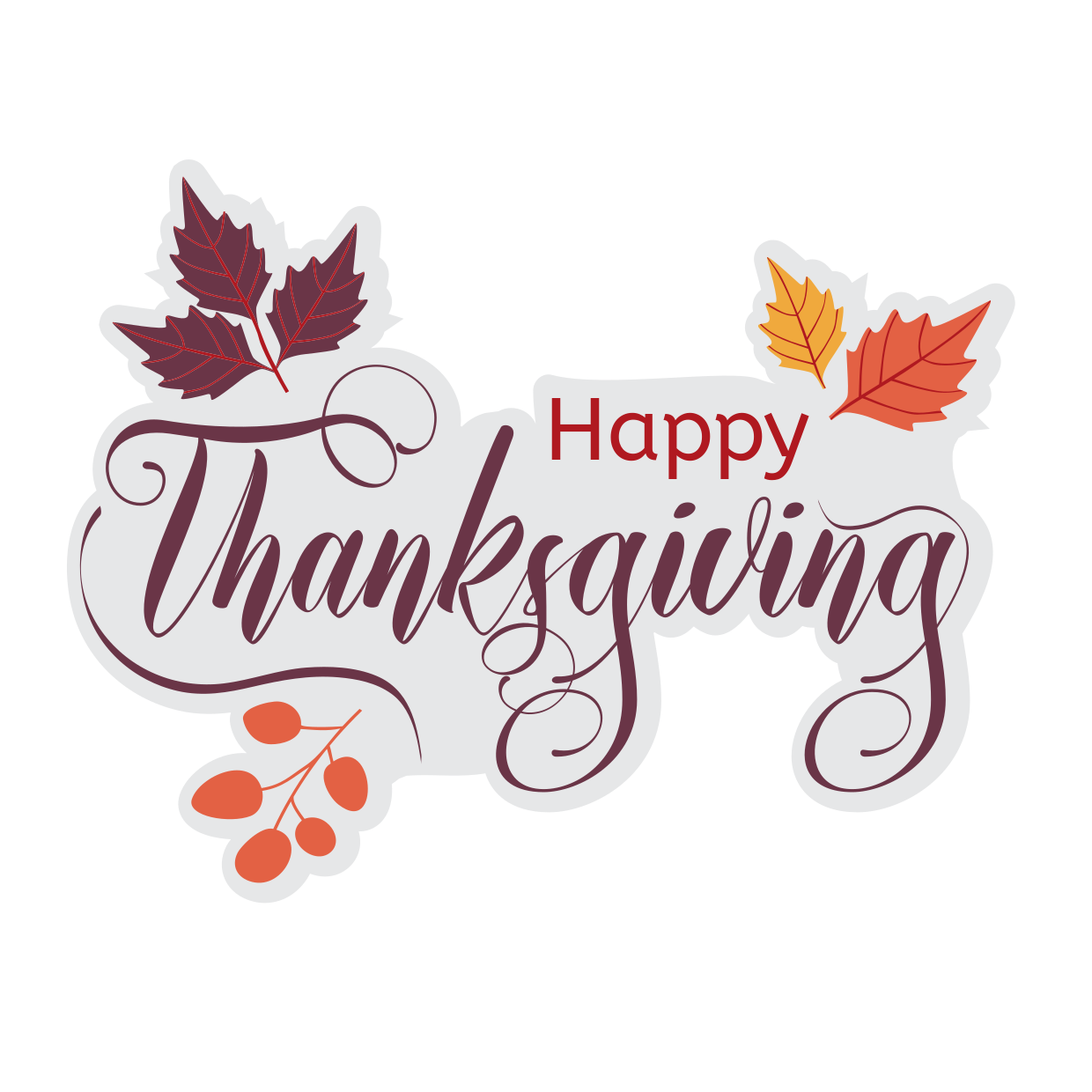 Leaves With A Cursive Happy Thanksgiving Sign Template Square Signs