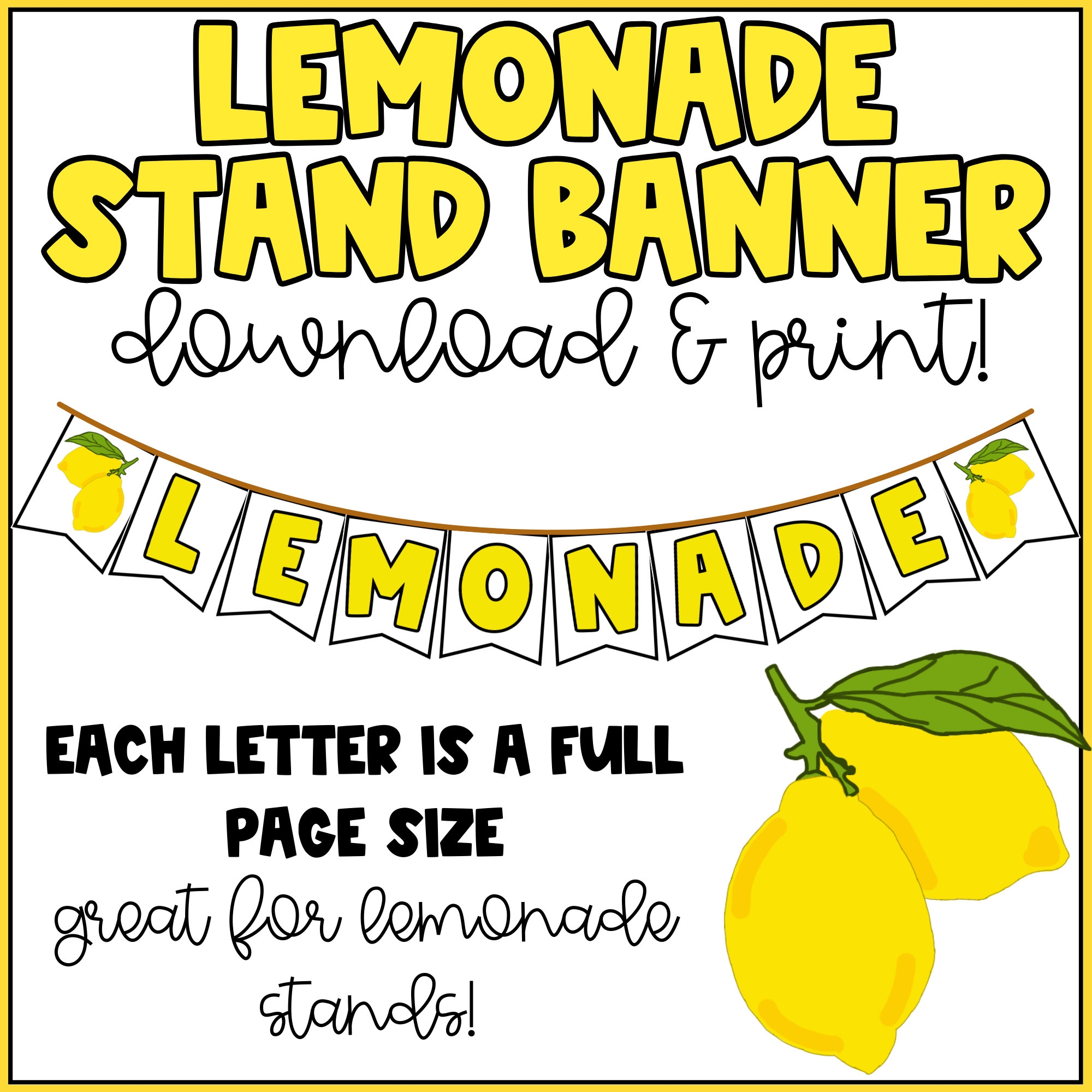 Lemonade Stand Banner Lemonade Sales Instant Download And Printable Etsy