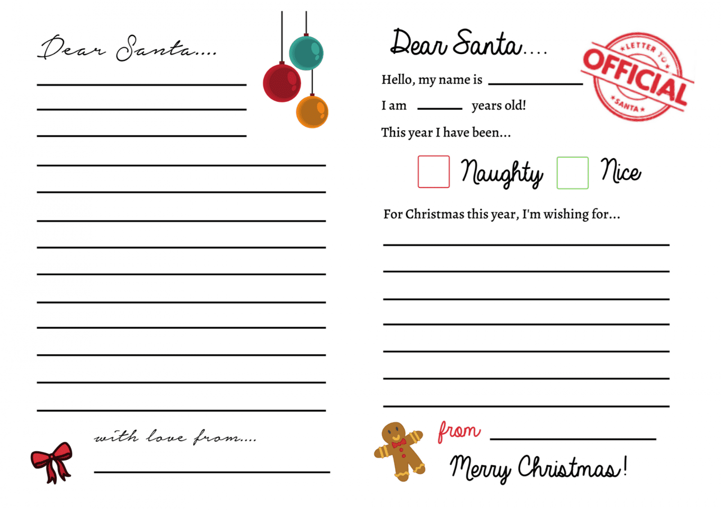 free printable santa letter templates