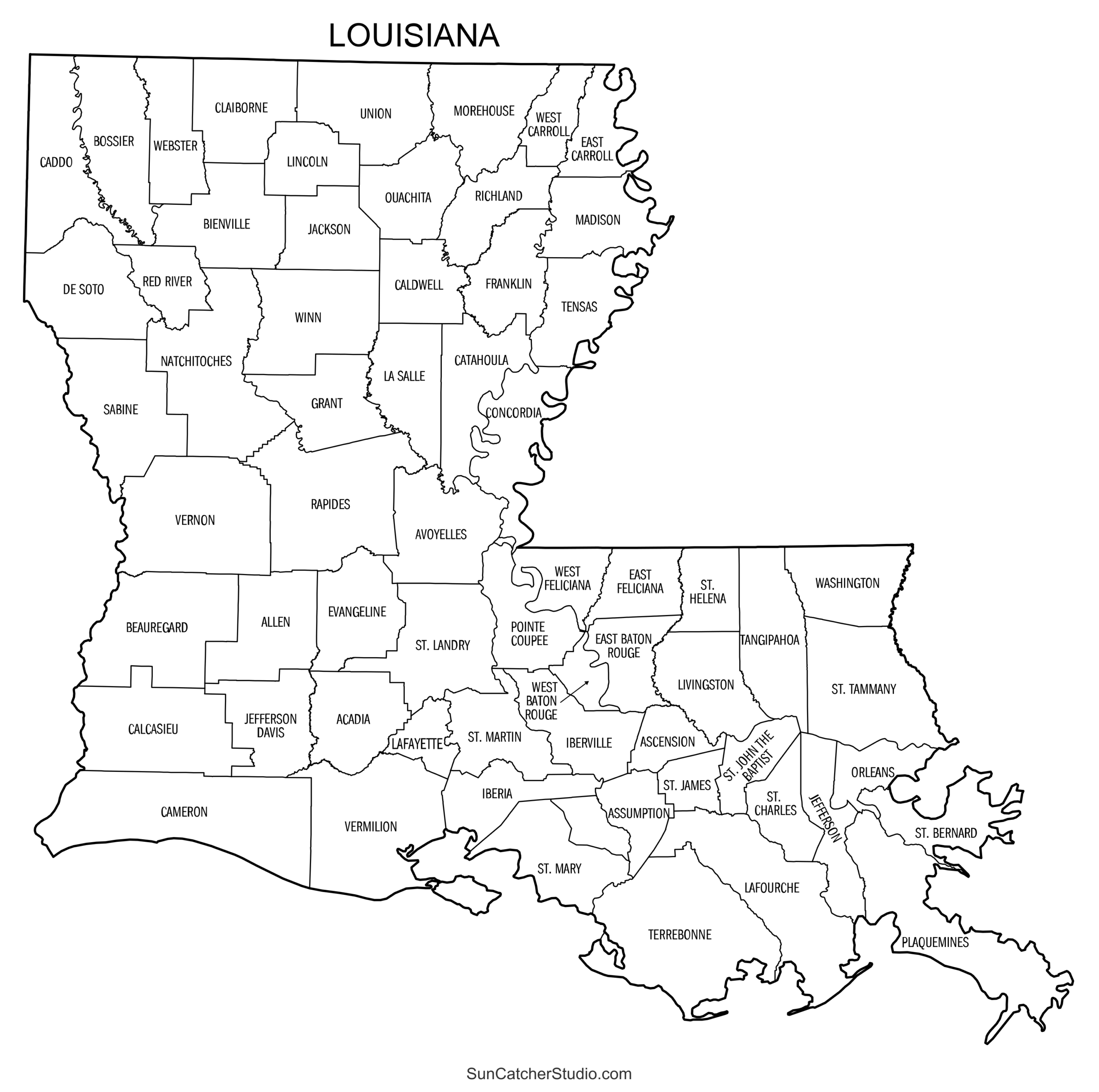 Louisiana County Map Printable State Map With County Lines Free Printables Monograms Design Tools Patterns DIY Projects
