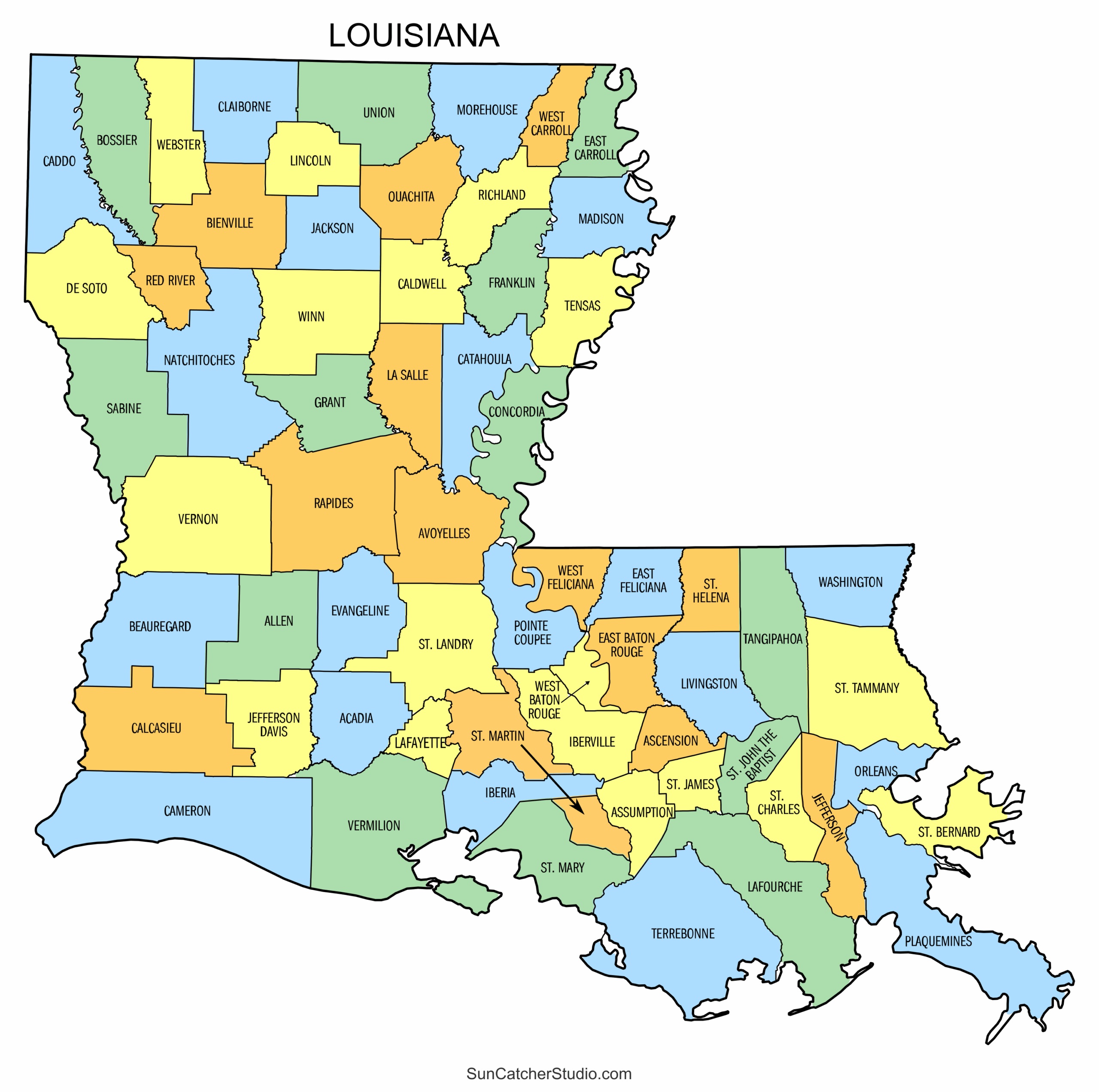 Louisiana County Map Printable State Map With County Lines Free Printables Monograms Design Tools Patterns DIY Projects