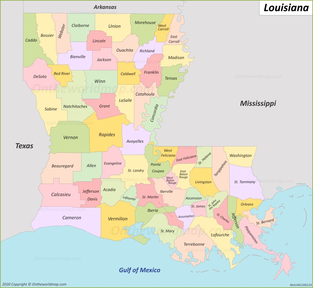 louisiana parish map printable