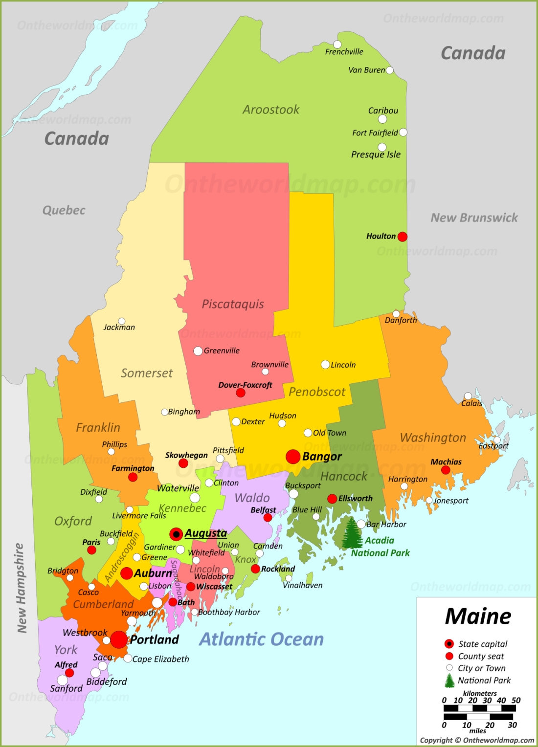 printable map of maine