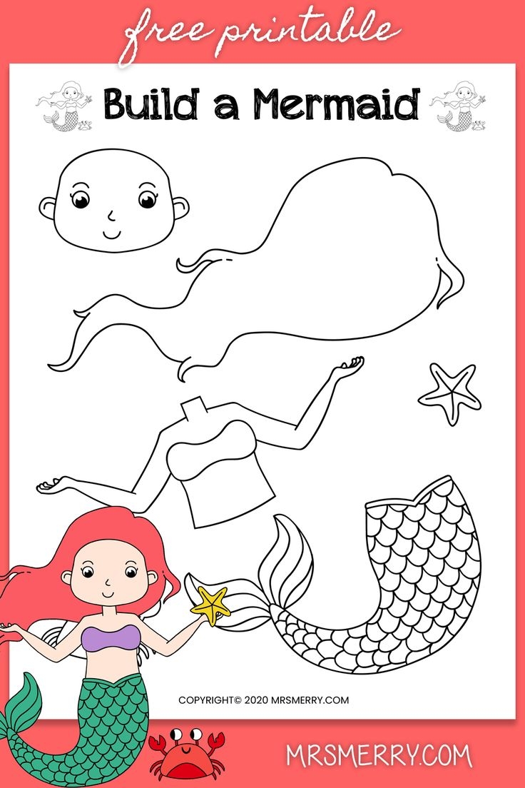 Make A Mermaid Template Free Kids Printable Mrs Merry