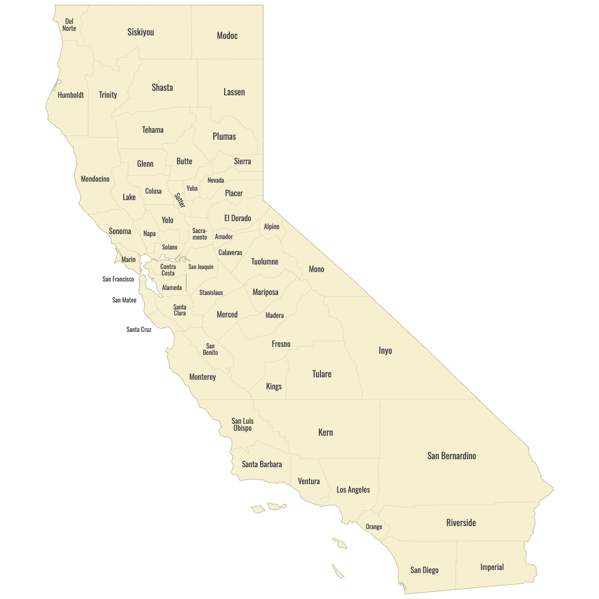 Map Of California Counties Ultimaps