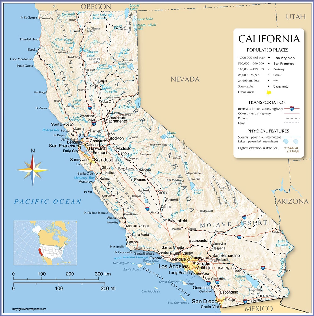 printable map california