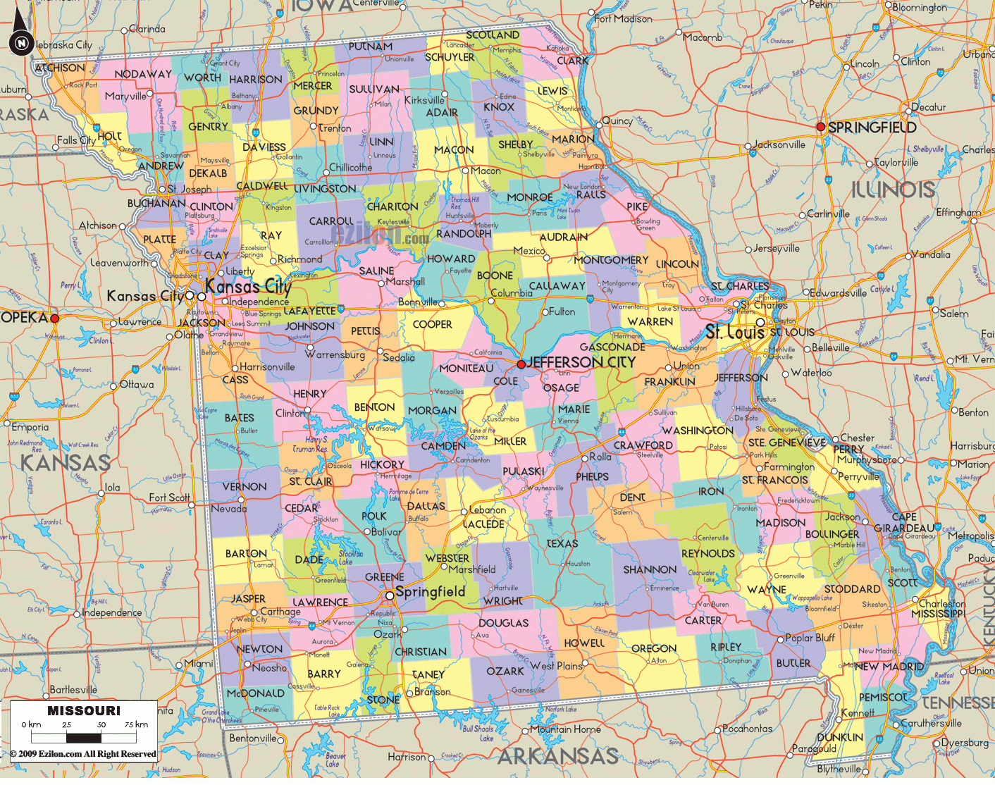 printable map of missouri