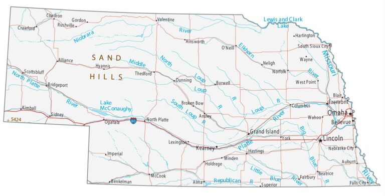 Map Of Nebraska Cities And Roads GIS Geography