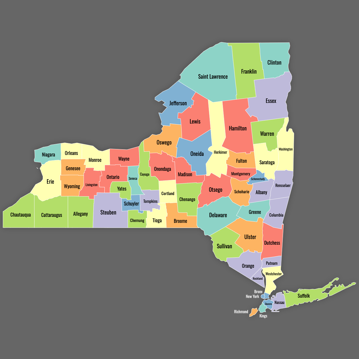 nys county map printable