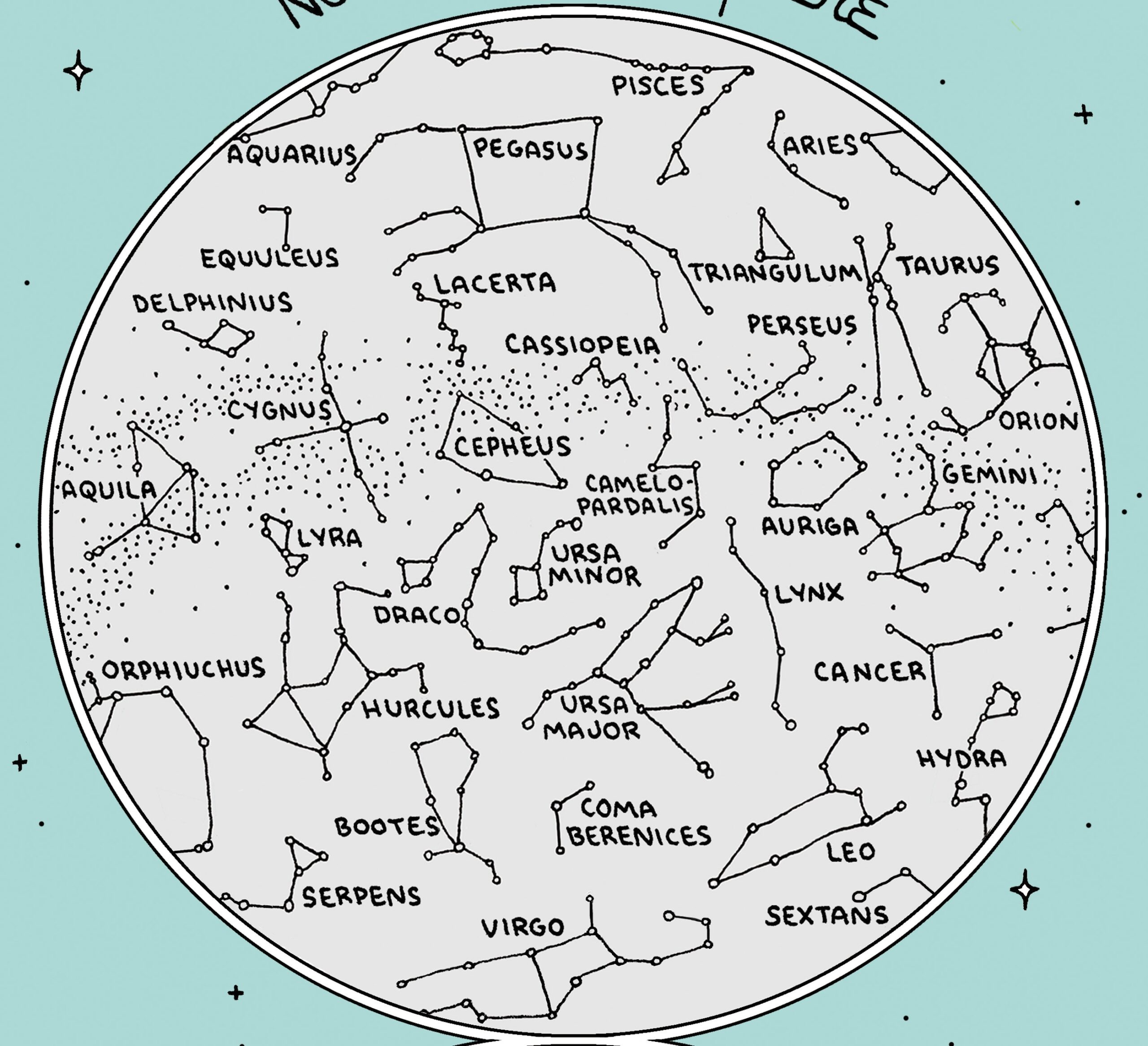 Map Of The Constellations Star Chart Hand drawn Digital Printable Download Etsy Finland