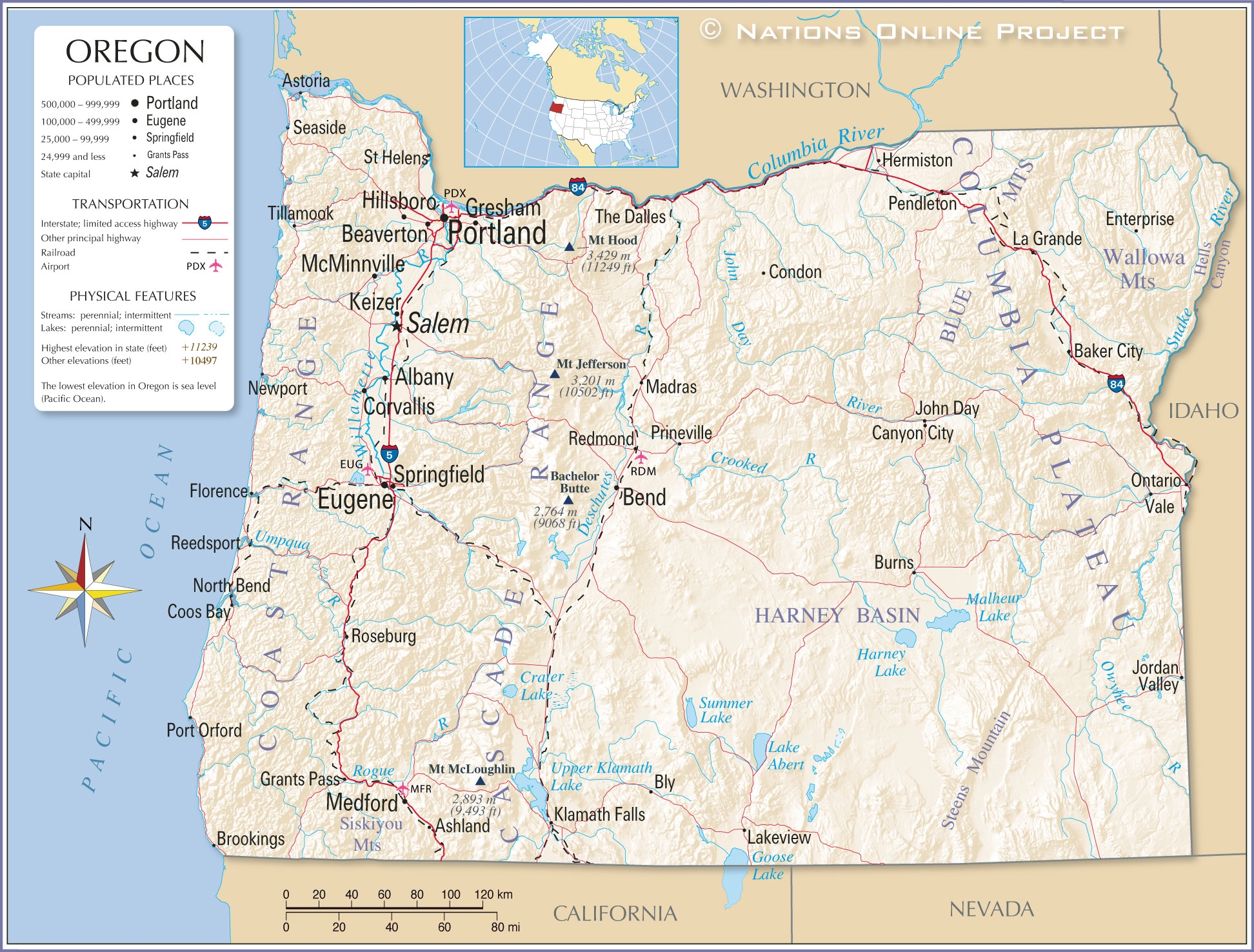 map of oregon printable