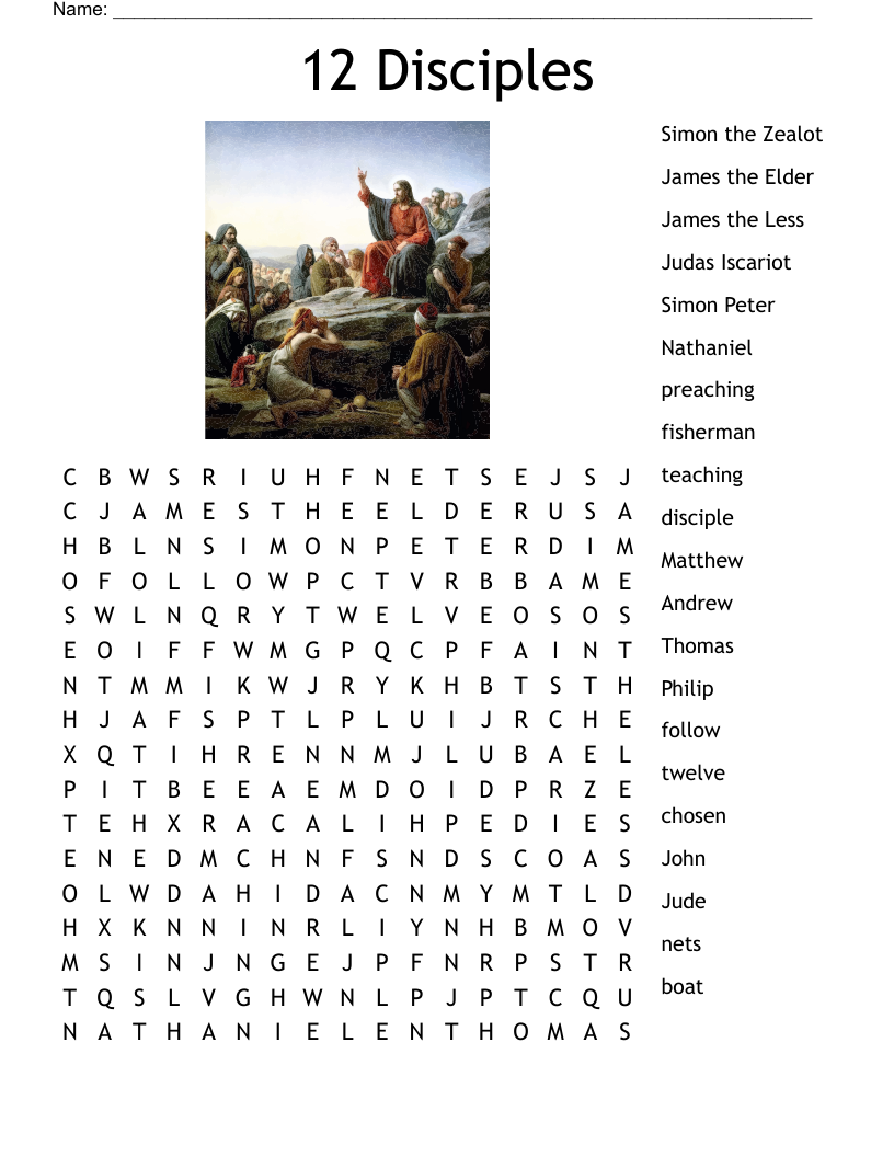 free printable 12 disciples worksheet