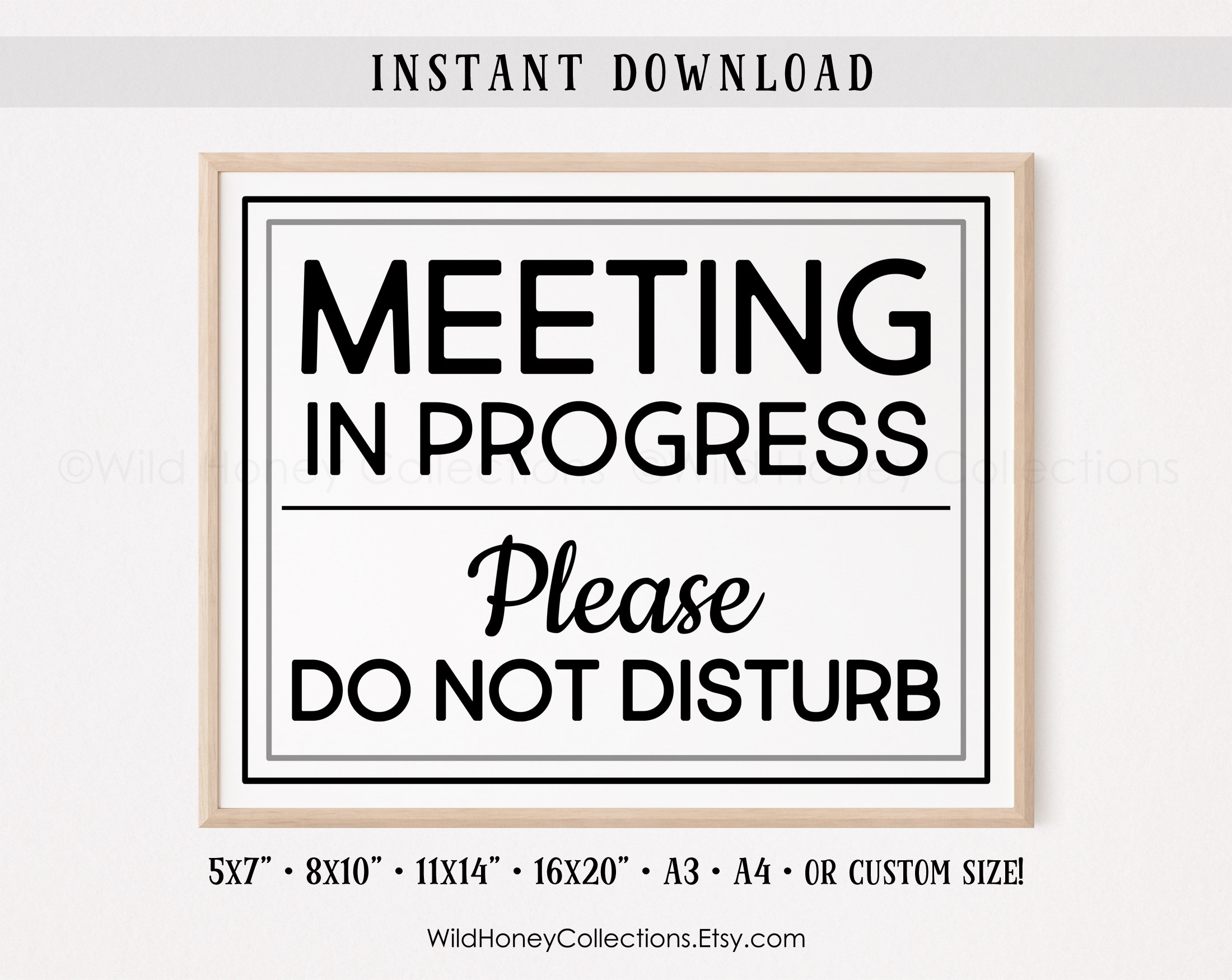 Meeting In Progress Please Do Not Disturb Printable Sign Multiple Sizes INSTANT DIGITAL DOWNLOAD Etsy