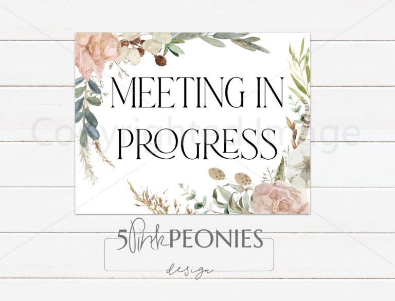 Meeting In Progress Printable Sign Instant Download Printable Sign Etsy