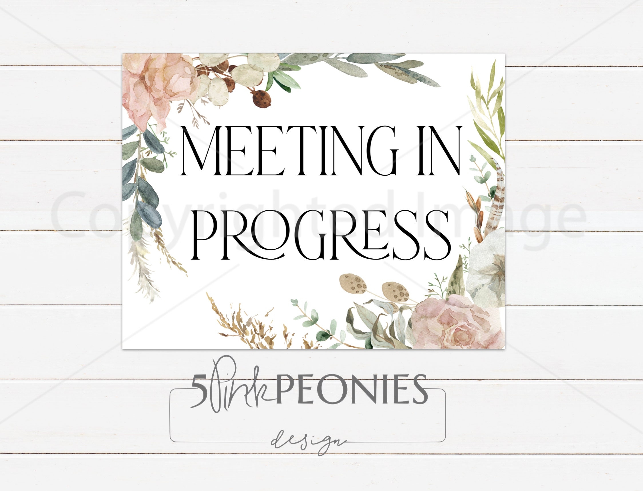 Meeting In Progress Printable Sign Instant Download Printable Sign Etsy