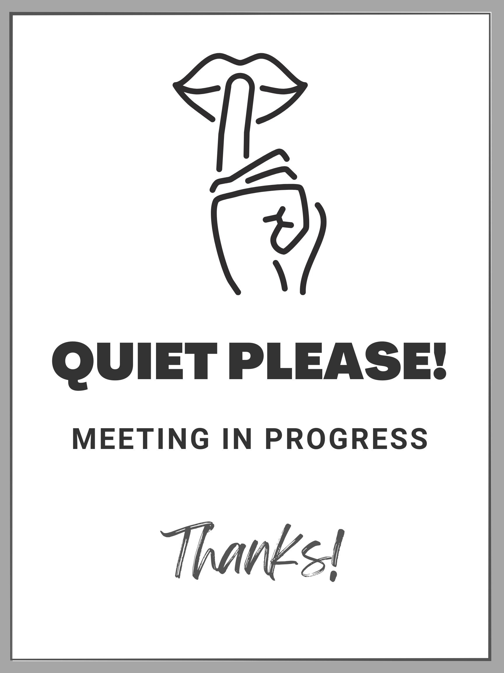 Meeting In Progress Sign Please Do Not Disturb Printable Modern Business Sign Don t Disturb Quiet In A Meeting Sign Home Or Office Etsy