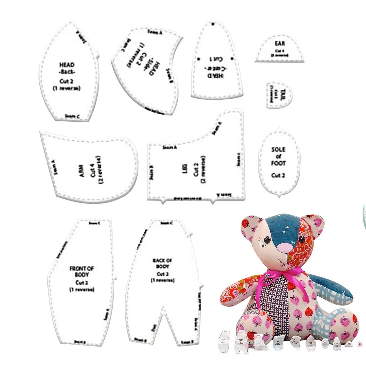 Memory Bear Template Ruler Set 10 PCS EASY BEGINNER TEDDY EBay