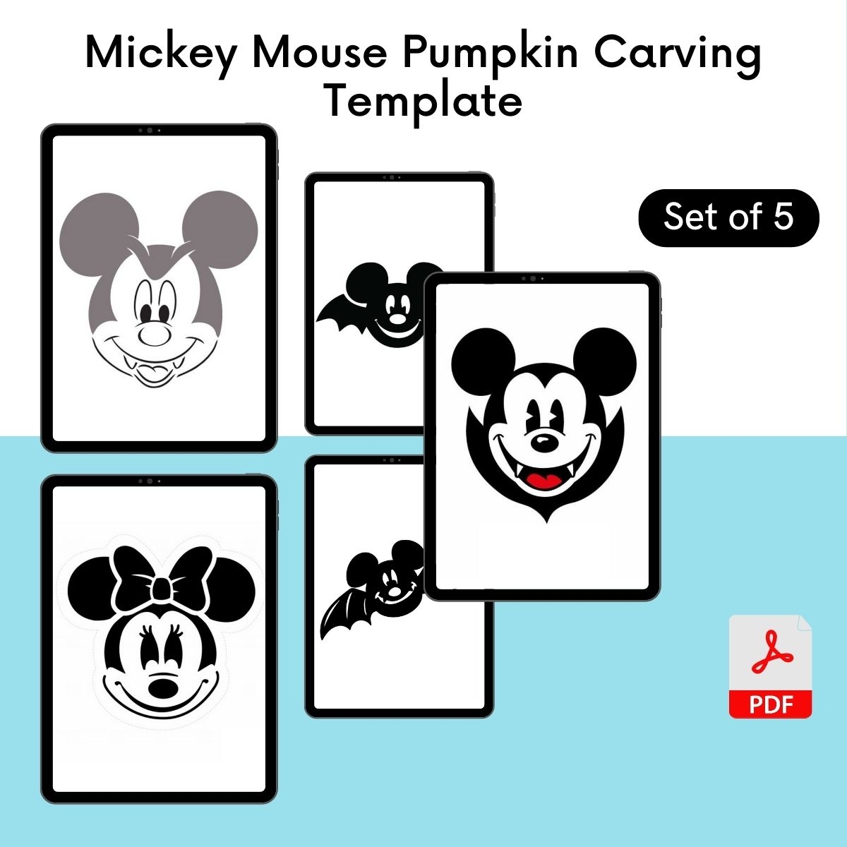 Mickey Mouse Pumpkin Carving Template Printable PDF