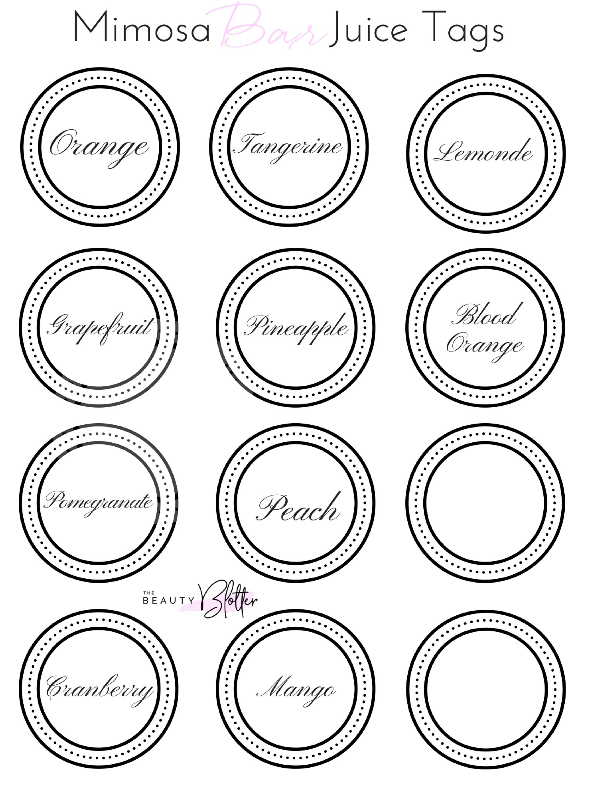 Mimosa Bar Printable The Beauty Blotter