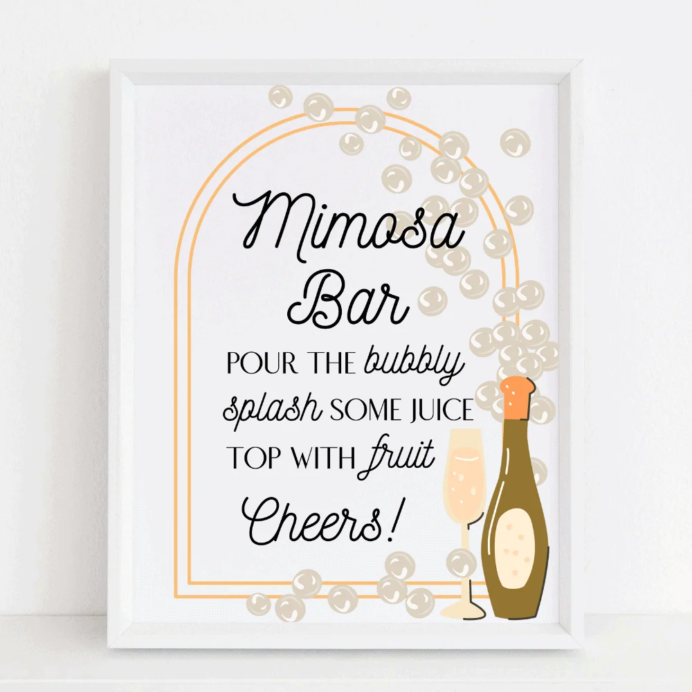 Mimosa Bar Sign Pearls Prosecco Modern MOH