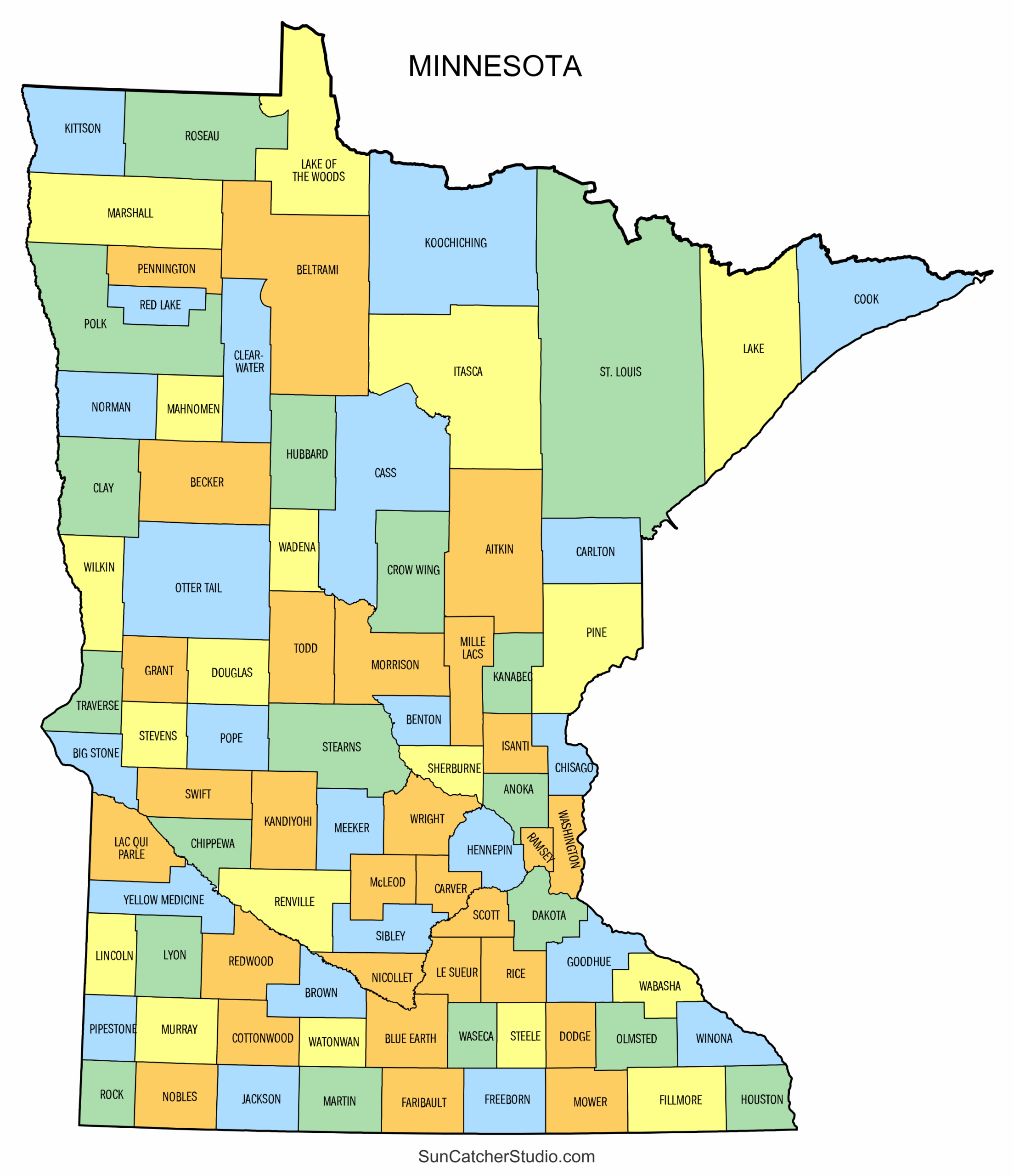 printable state map of minnesota