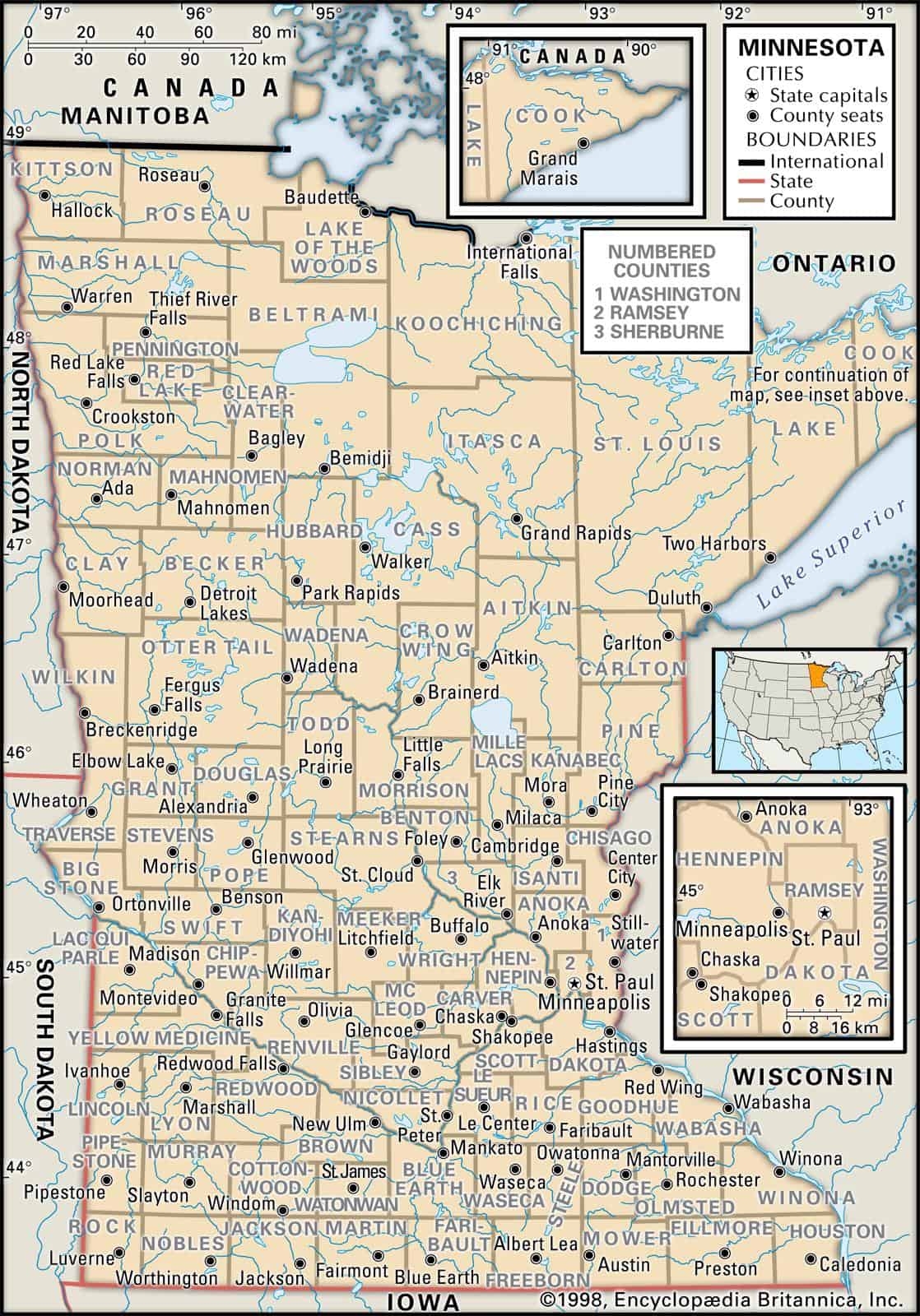minnesota county map printable