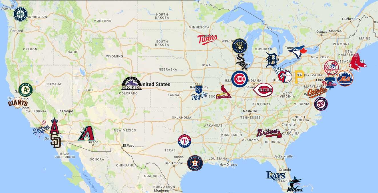 MLB Map Teams Logos Sport League Maps