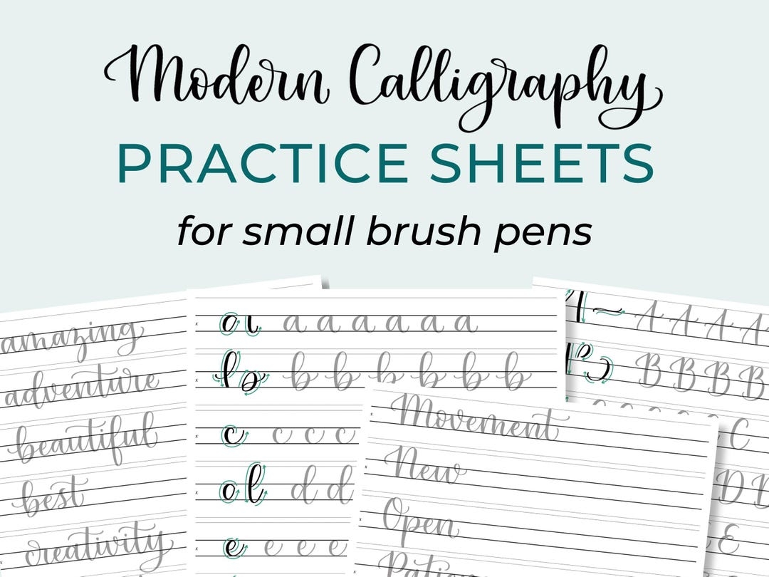 Modern Calligraphy Alphabet Practice Sheets Printable Lettering Worksheets For Small Brush Pens Etsy