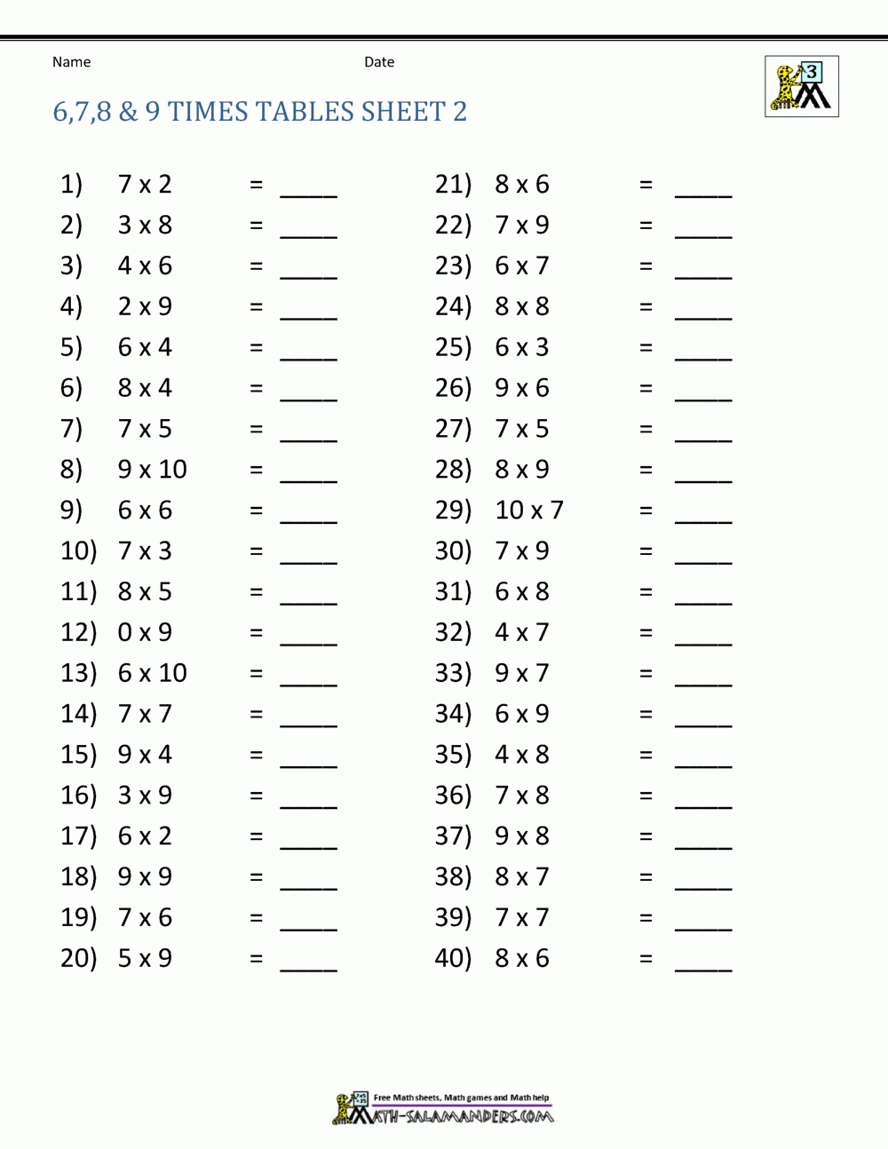 free multiplication worksheets printable