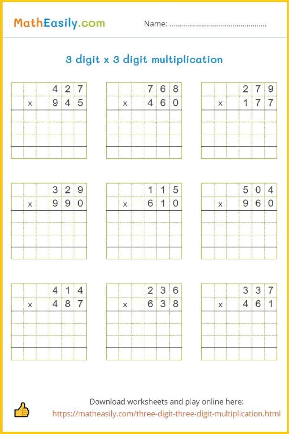 free printable multiplication worksheets pdf