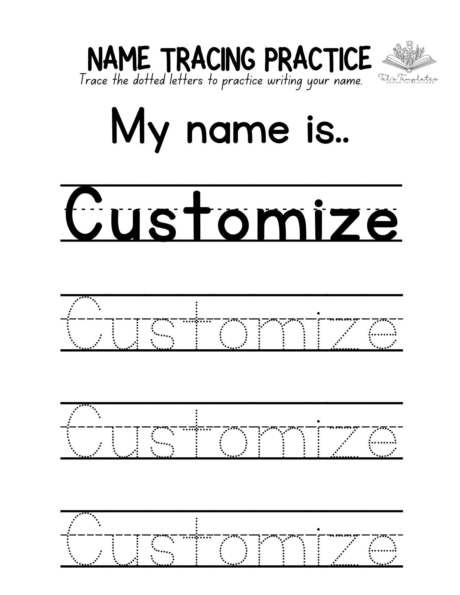 free name tracing worksheet printable