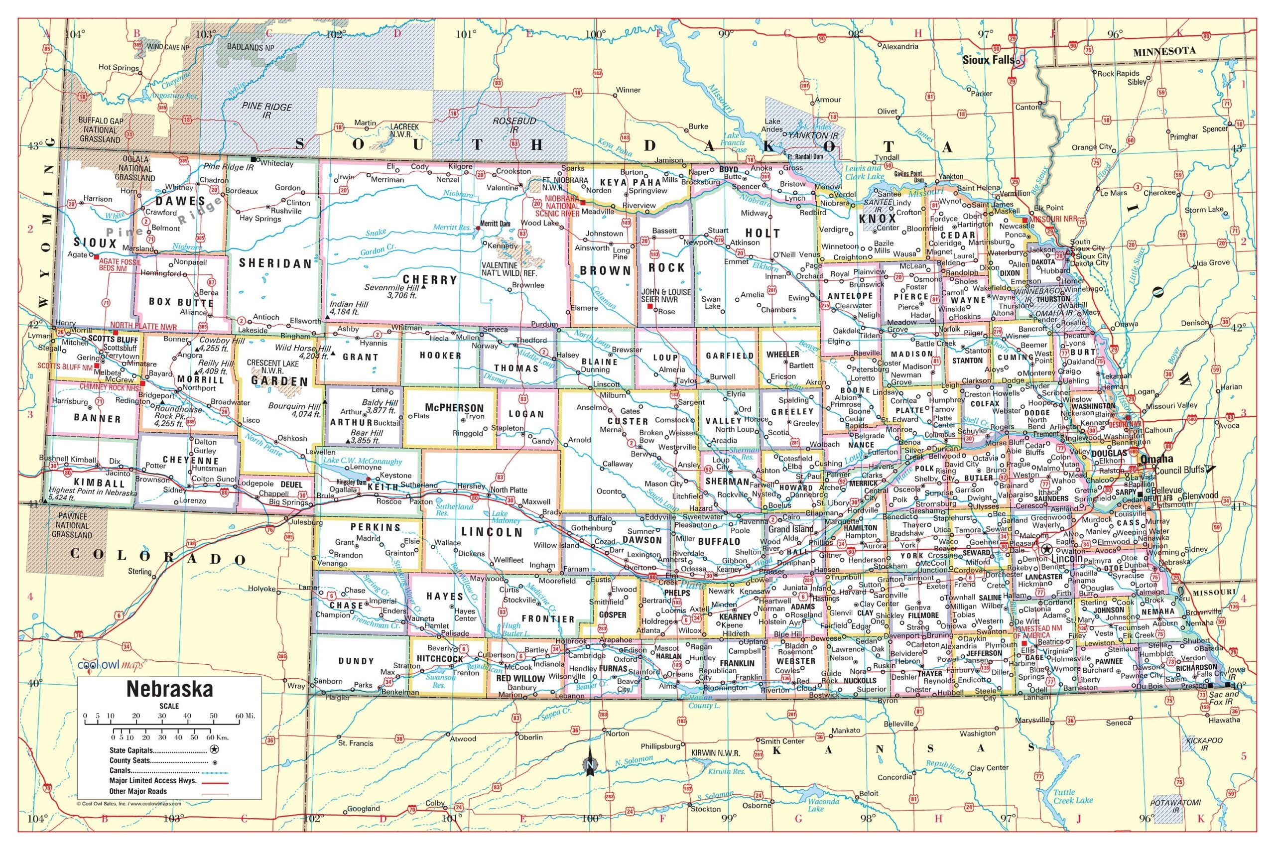 printable map of nebraska