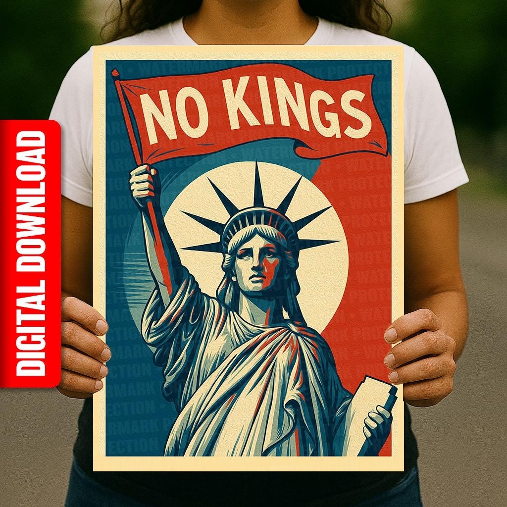 No Kings PRINTABLE SIGN Anti trump Statue Of Liberty Protest Poster Digital Download Political Rally March Sign Etsy Israel