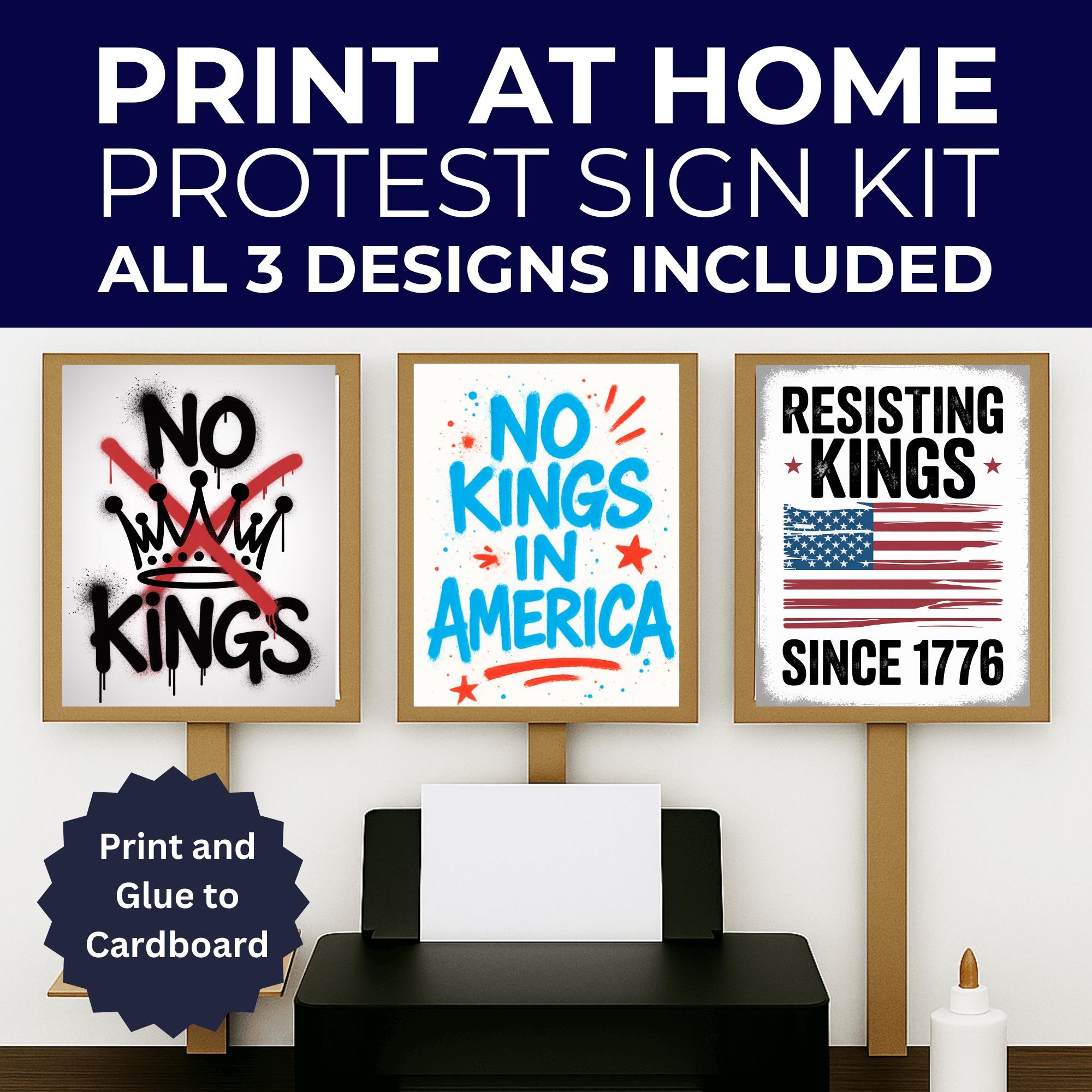 No Kings Protest Signs Hands Off Protest Signs 3 Signs Included 8 5 X 11 Print At Home And Glue To Cardboard Anti Trump Protest Signs Etsy