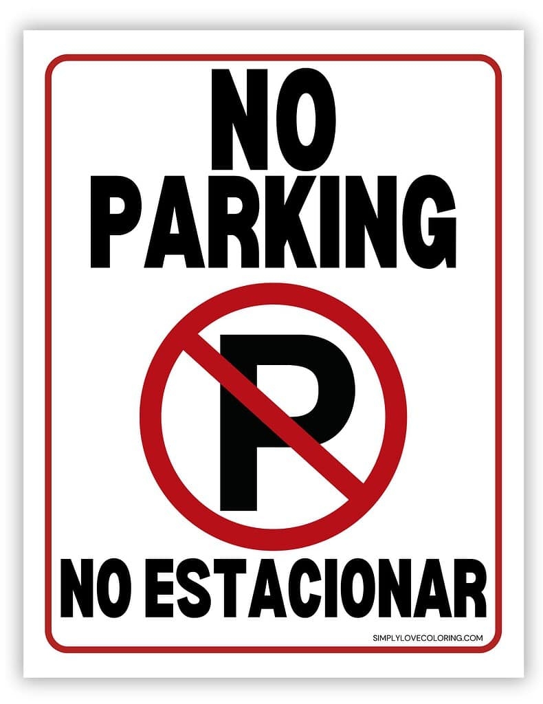 No Parking Sign Printable Free PDF Download Simply Love Coloring