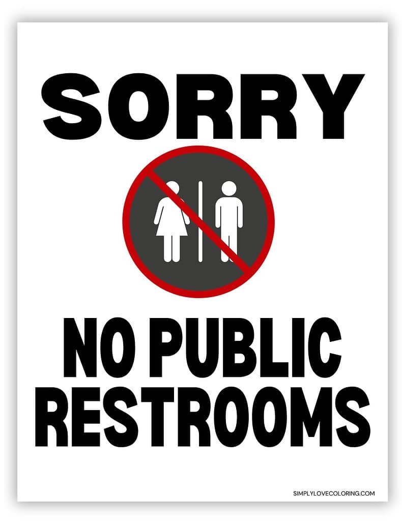 No Public Restrooms Printable Signs Free PDF Downloads Simply Love Coloring
