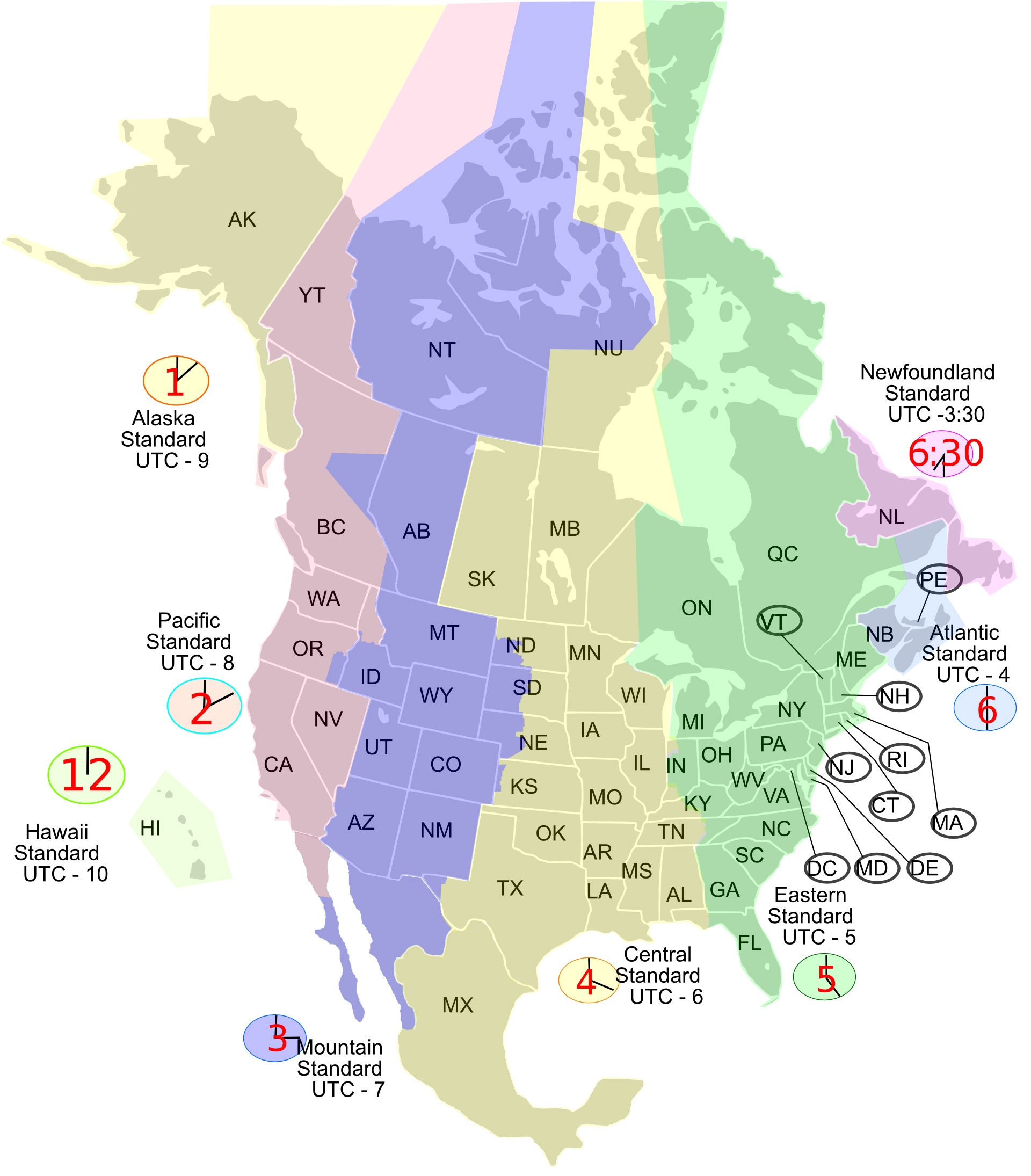 printable map of time zones