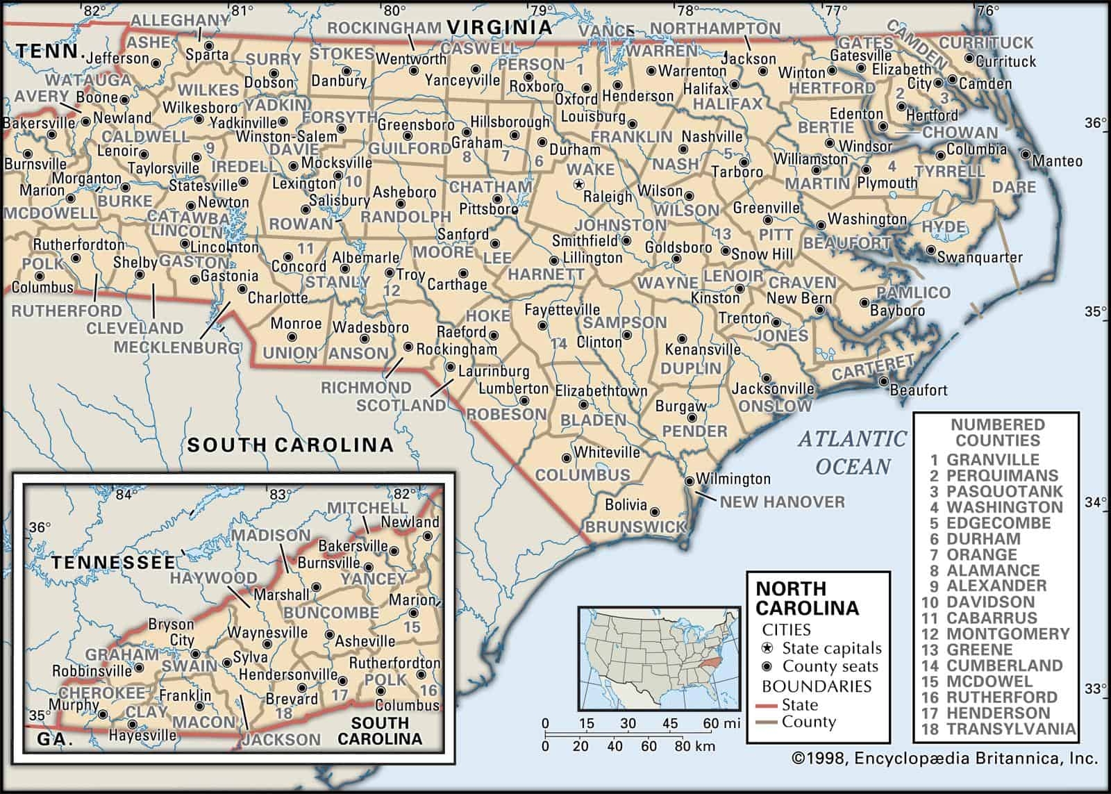printable map of nc