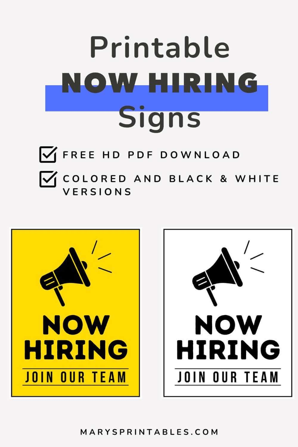 now hiring sign printable