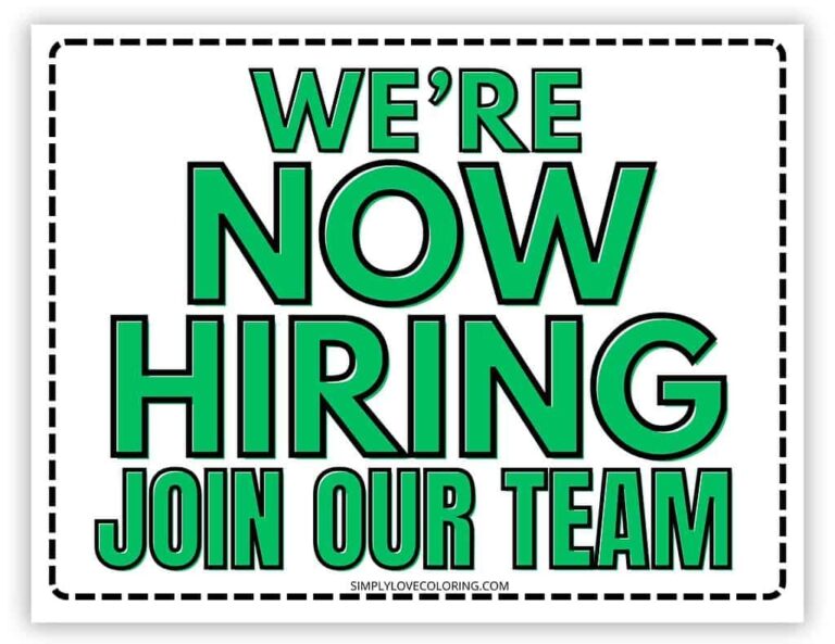 Now Hiring Sign Printable Free PDF Downloads Simply Love Coloring