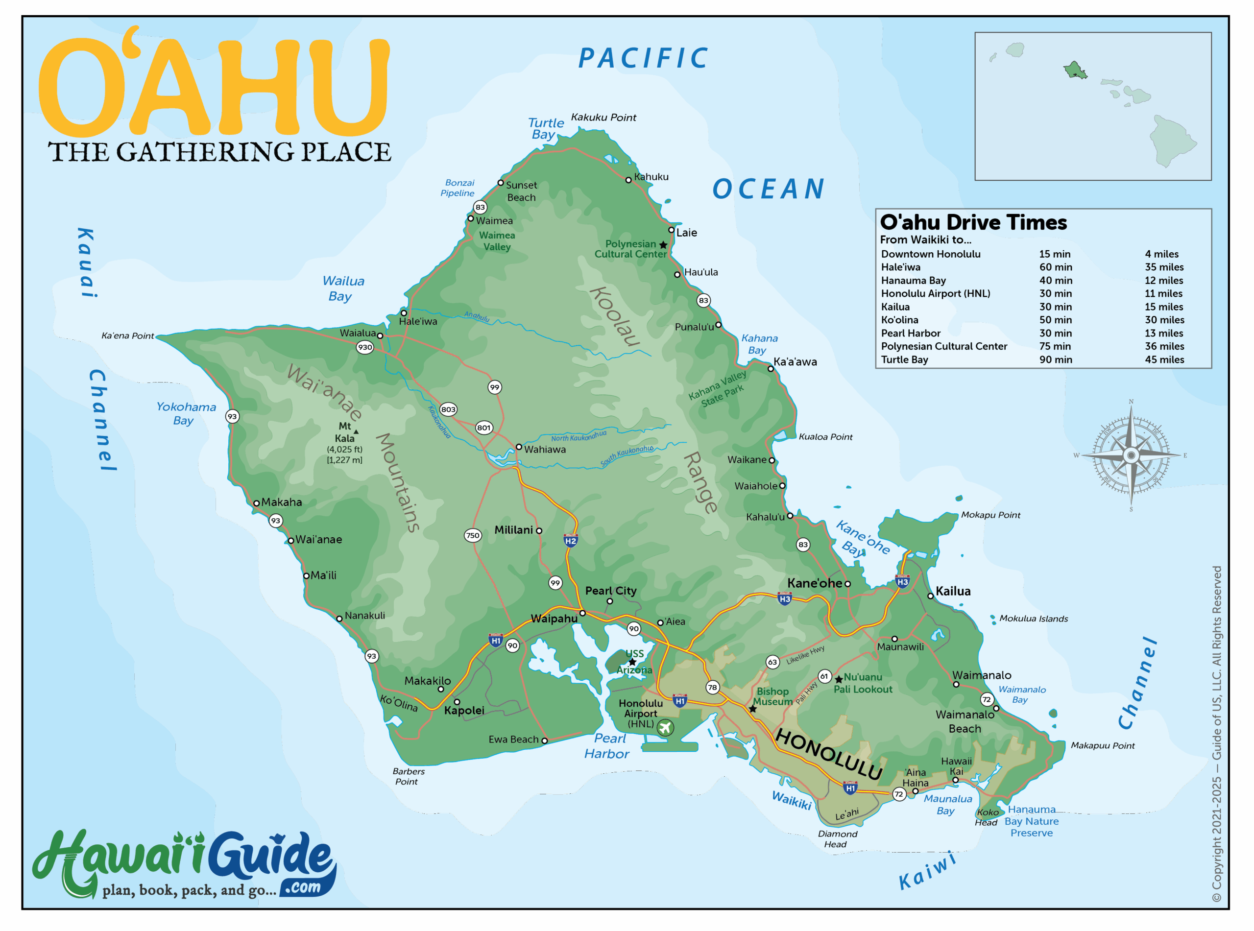 printable map of oahu hawaii