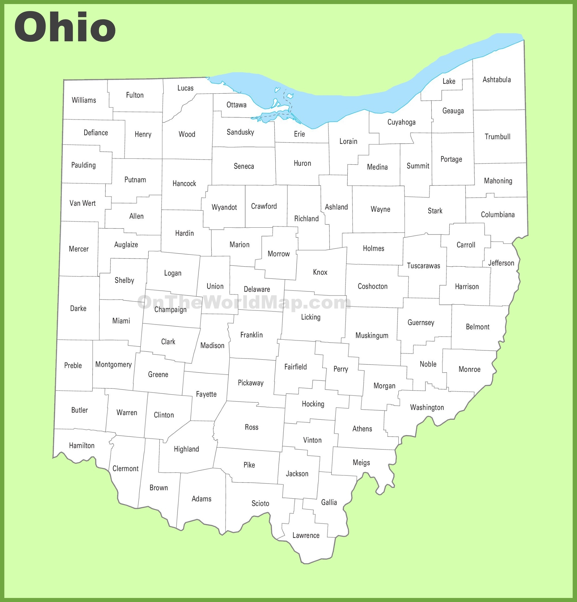 ohio county map printable