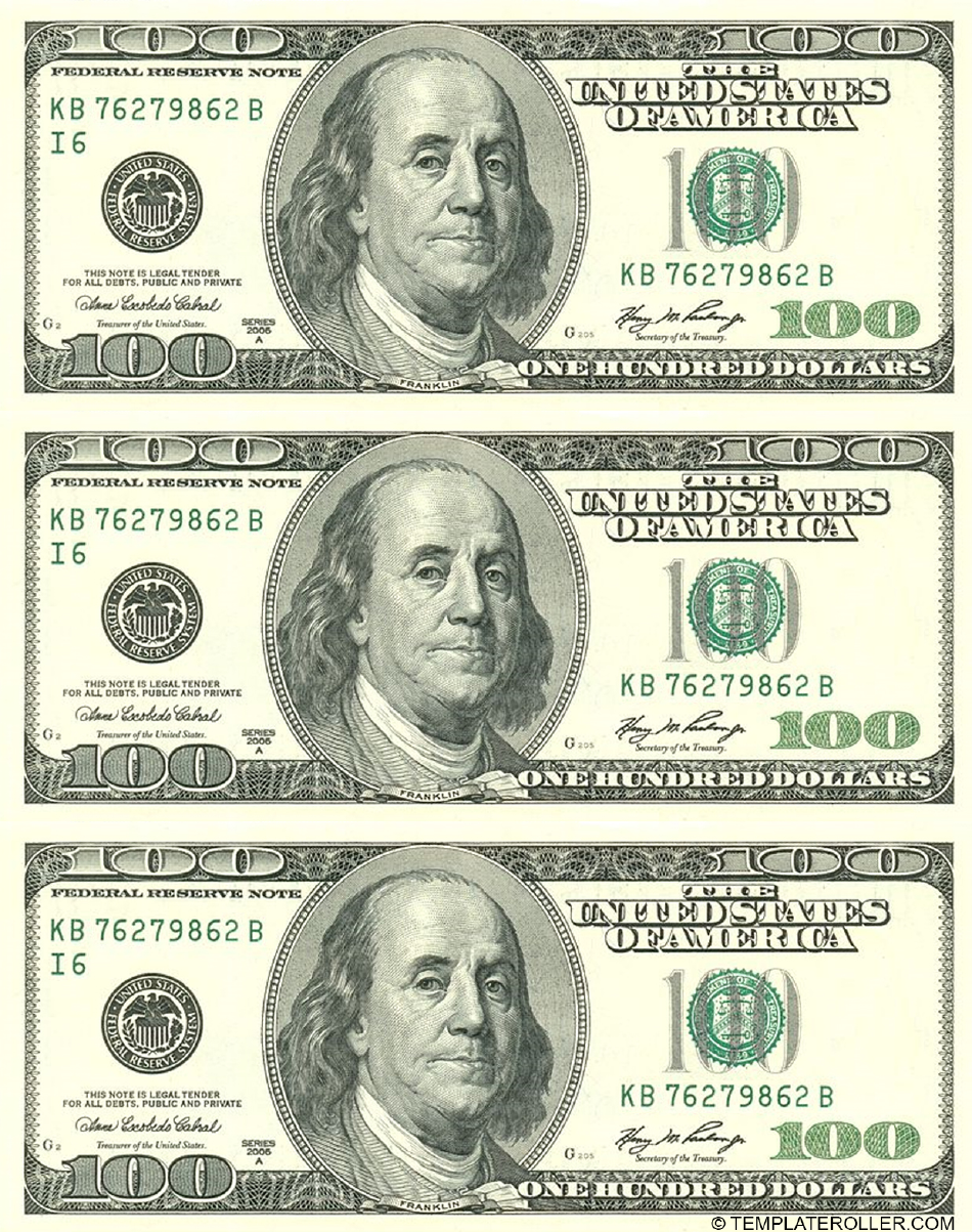 money template printable