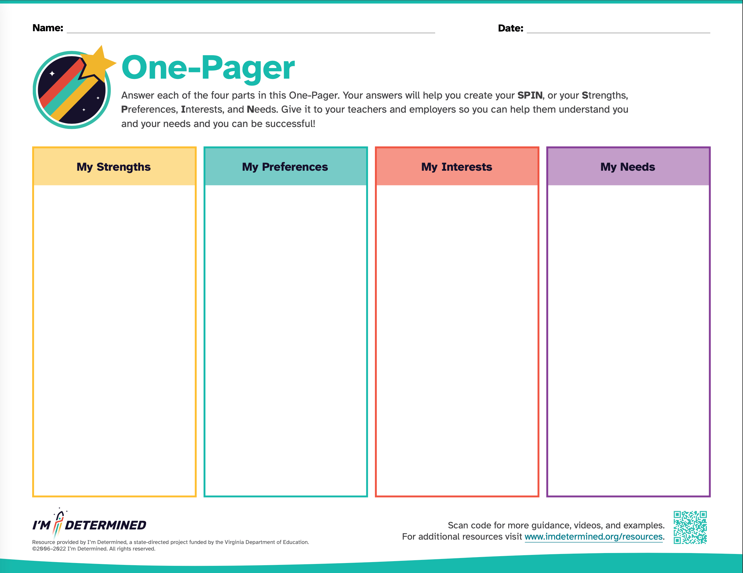 printable one pager template