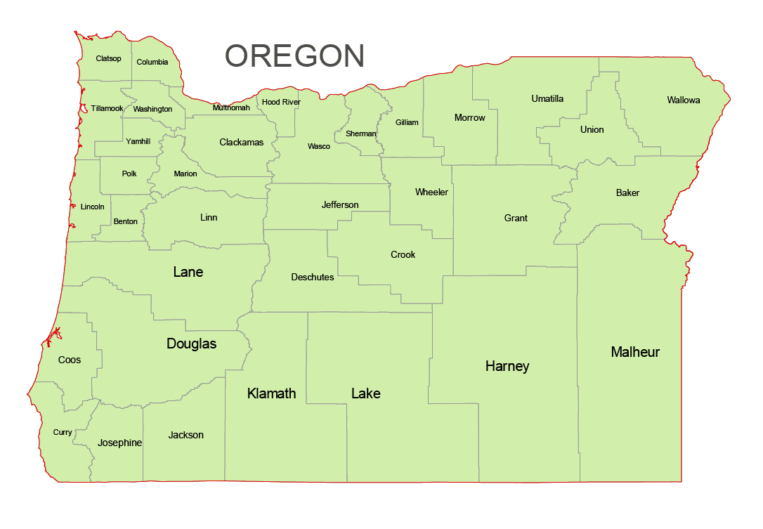 Oregon Vector County Map Your vector maps