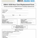 OSHA Hour Card Replacement Form Fill Online Printable Fillable Blank PdfFiller