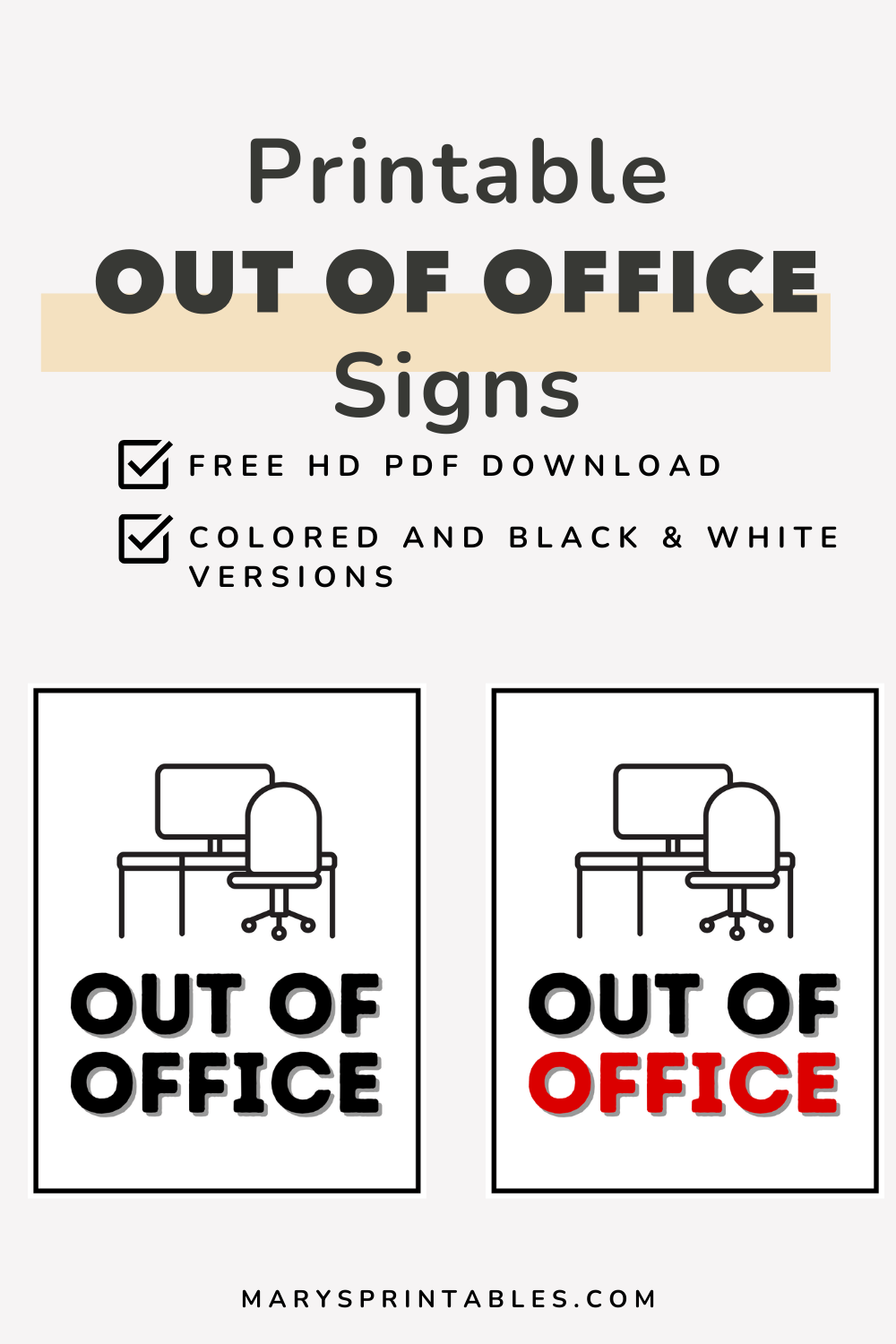 Out Of Office Signs Printable Free Download PDF Signs