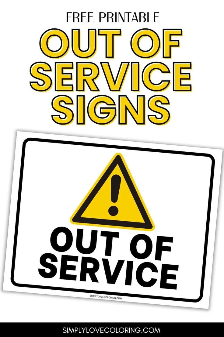 Out Of Service Printable Sign Free PDF Download 
